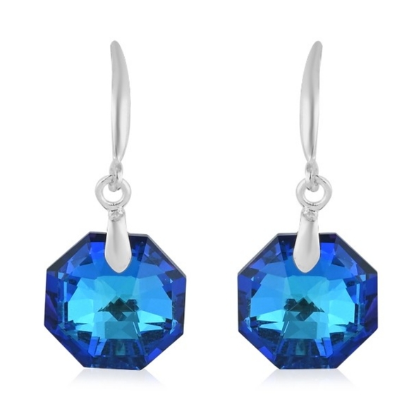 Jewelry - STERLING SILVER BLUE AUSTRIAN CRYSTAL EARRINGS